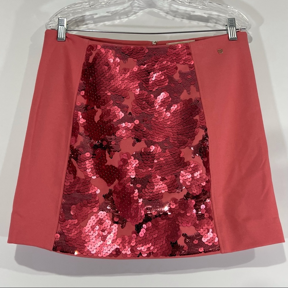 Via Delle Perle Pink Sequin Mini Pencil Skirt NWT